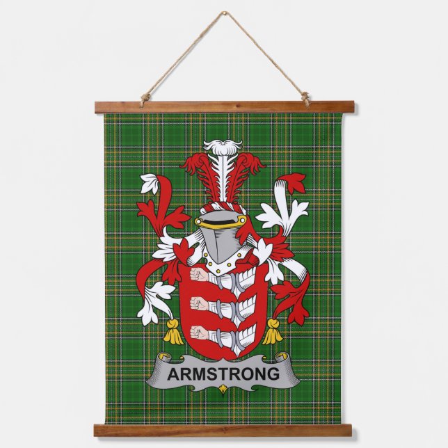 Tapiz Con Marco De Madera Irish Armstrong Coat of Arms Family Crest (Anverso)