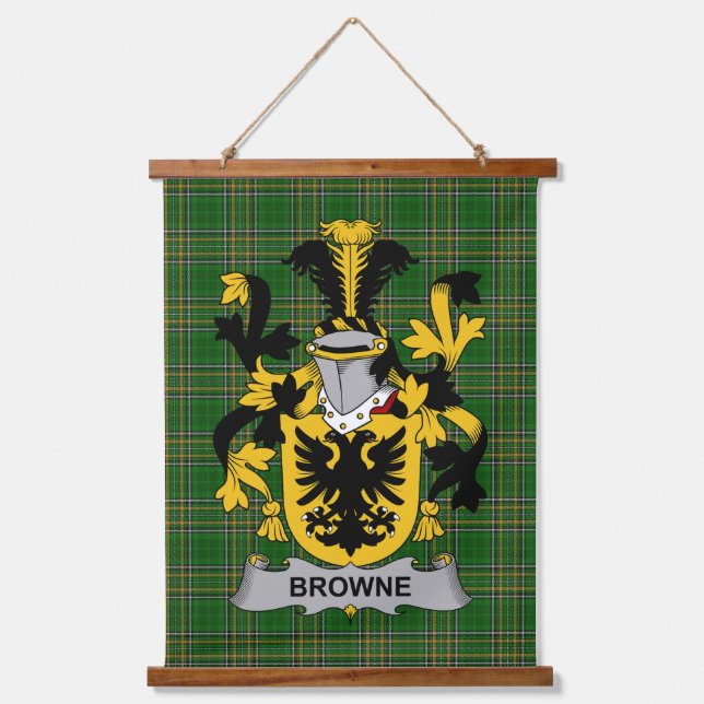 Tapiz Con Marco De Madera Irish Browne Coat of Arms Family Crest (Anverso)