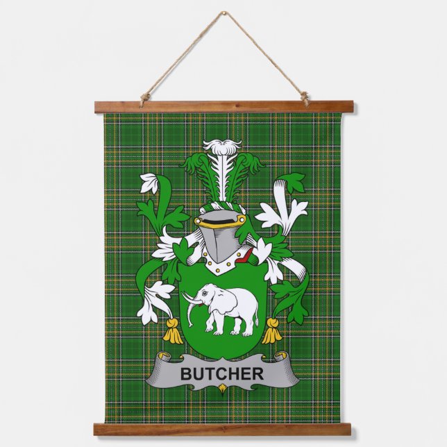 Tapiz Con Marco De Madera Irish Butcher Coat of Arms Family Crest (Anverso)
