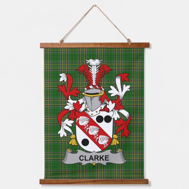 Tapiz Con Marco De Madera Irish Clarke Coat of Arms Family Crest (Anverso)