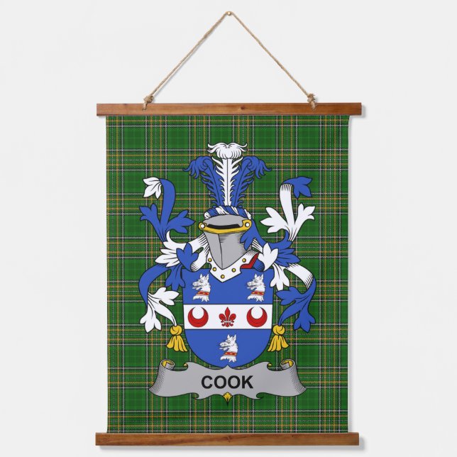 Tapiz Con Marco De Madera Irish Cook Coat of Arms Family Crest (Anverso)