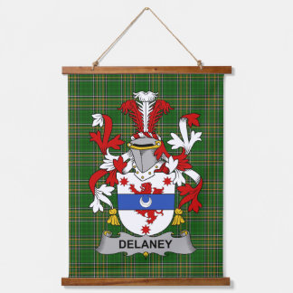 Tapiz Con Marco De Madera Irish Delaney or O_Delany Coat of Arms Family Cres