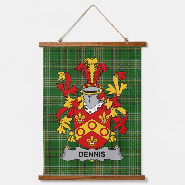 Tapiz Con Marco De Madera Irish Dennis Coat of Arms Family Crest (Anverso)