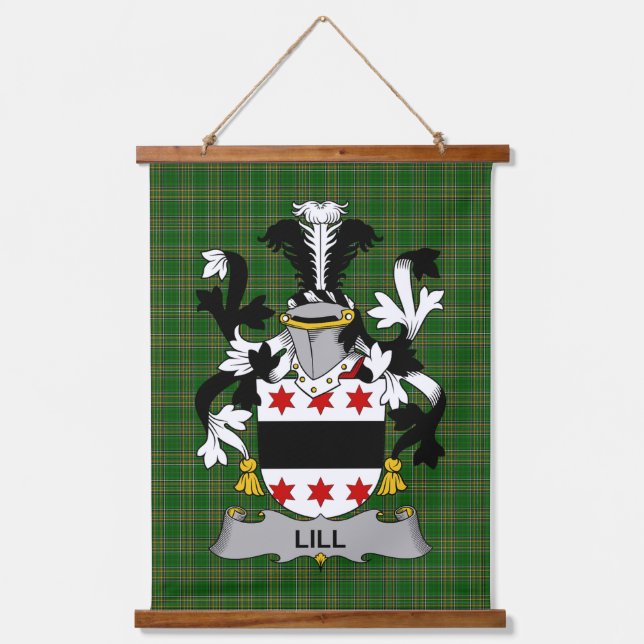 Tapiz Con Marco De Madera Irish Lill Coat of Arms Family Crest (Anverso)