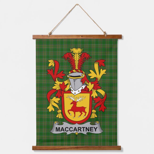 Tapiz Con Marco De Madera Irish McCartney or MacCartney Coat of Arms Family  (Anverso)