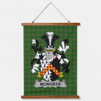 Tapiz Con Marco De Madera Irish McWorth or MacWorth Coat of Arms Family Cres