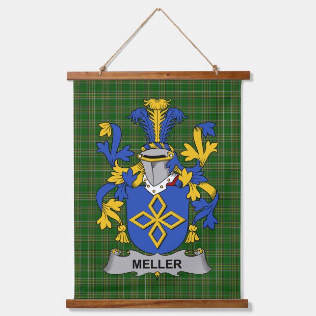 Tapiz Con Marco De Madera Irish Meller Coat of Arms Family Crest (Anverso)