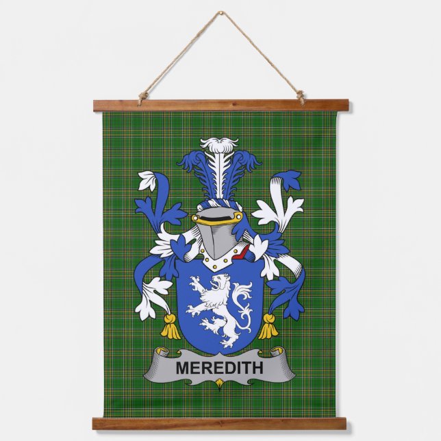 Tapiz Con Marco De Madera Irish Meredith Coat of Arms Family Crest (Anverso)