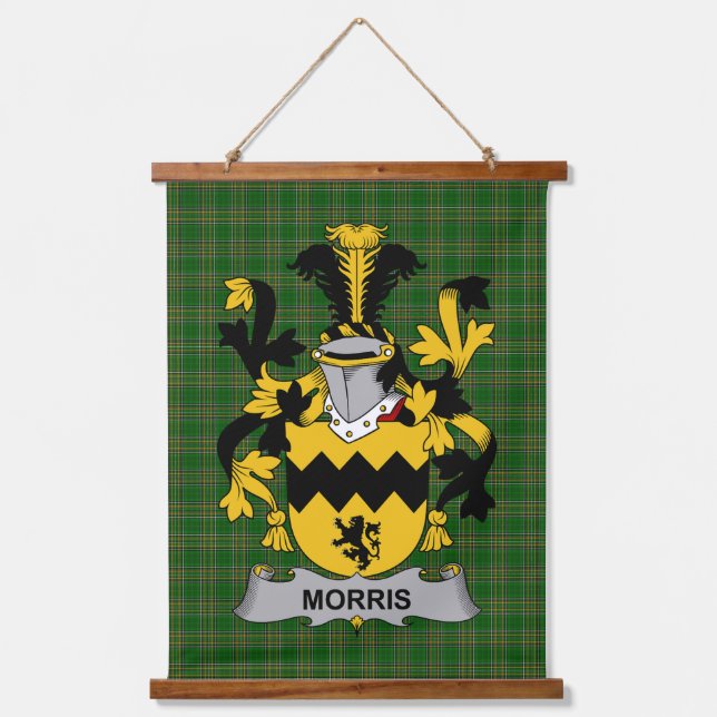 Tapiz Con Marco De Madera Irish Morris Coat of Arms Family Crest (Anverso)