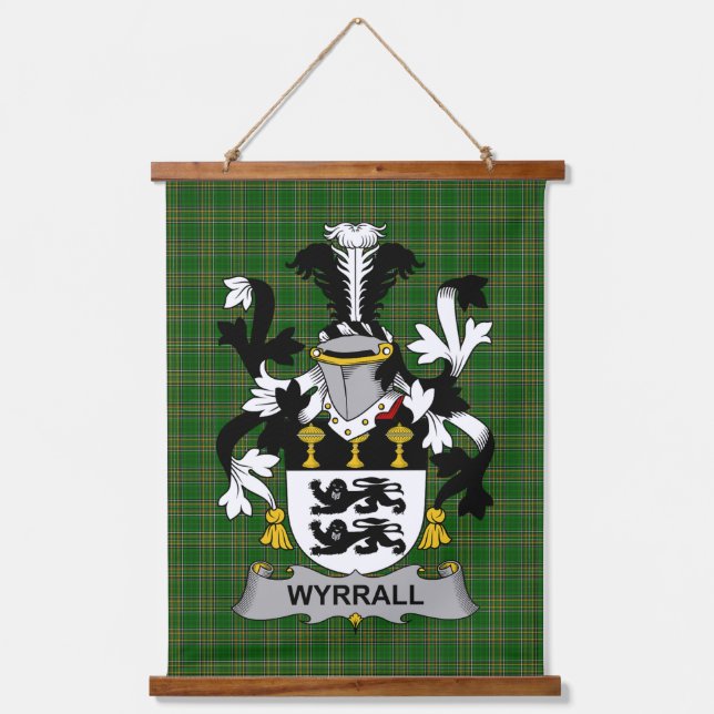 Tapiz Con Marco De Madera Irish Wyrrall Coat of Arms Family Crest (Anverso)