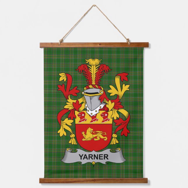Tapiz Con Marco De Madera Irish Yarner Coat of Arms Family Crest (Anverso)