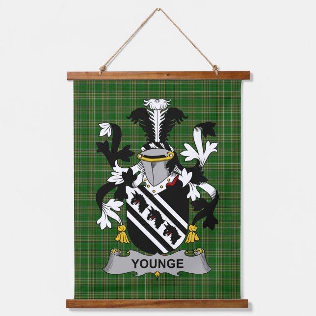 Tapiz Con Marco De Madera Irish Younge Coat of Arms Family Crest (Anverso)