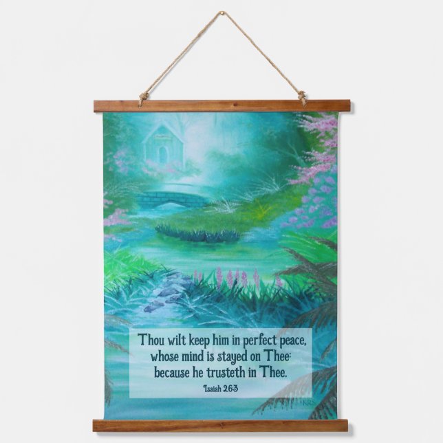 Tapiz Con Marco De Madera Isaías 26:3 (Anverso)