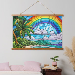 Tapiz Con Marco De Madera Isla Arcoiris