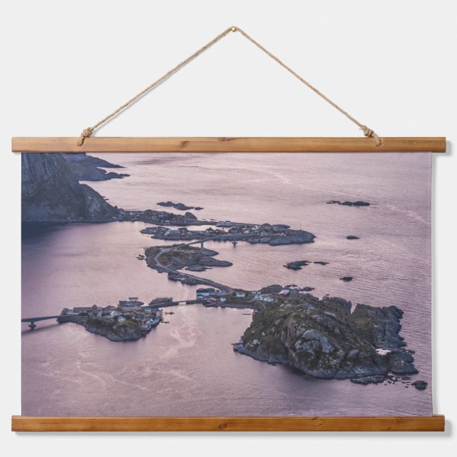 Tapiz Con Marco De Madera Islas Lofoten de Noruega (Anverso )