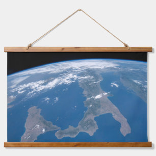 Tapiz Con Marco De Madera Italia Y Su Isla Sicilia.