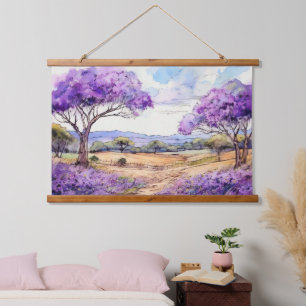 Tapiz Con Marco De Madera Jacaranda de Maui en el interior