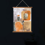 Tapiz Con Marco De Madera Jaguar Earth Tones arte pop abstracto moderno<br><div class="desc">Paredes abstractas modernas colgadas con animales jaguares y formas orgánicas en el estilo retrato de arte pop. Diseño de medios mixtos de Guay en tonos tierra de arena dorada,  naranja quemado y verde.</div>