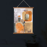 Tapiz Con Marco De Madera Jaguar Earth Tones arte pop abstracto moderno<br><div class="desc">Paredes abstractas modernas colgadas con animales jaguares y formas orgánicas en el estilo retrato de arte pop. Diseño de medios mixtos de Guay en tonos tierra de arena dorada,  naranja quemado y verde.</div>