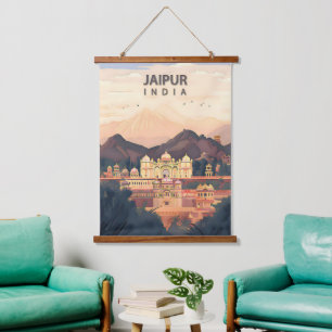 Tapiz Con Marco De Madera Jaipur – La Ciudad Real Rosa de la India
