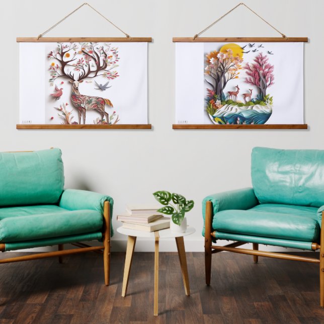 TAPIZ CON MARCO DE MADERA JALOOS HANGING TAPESTRY (Sala de estar)