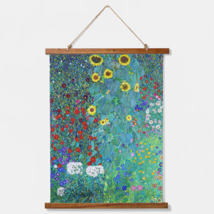 Tapiz Con Marco De Madera Jardín de granja con girasoles, Gustav Klimt