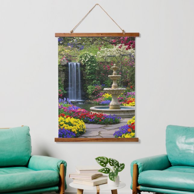 Tapiz Con Marco De Madera jardín floral (Sala de estar)