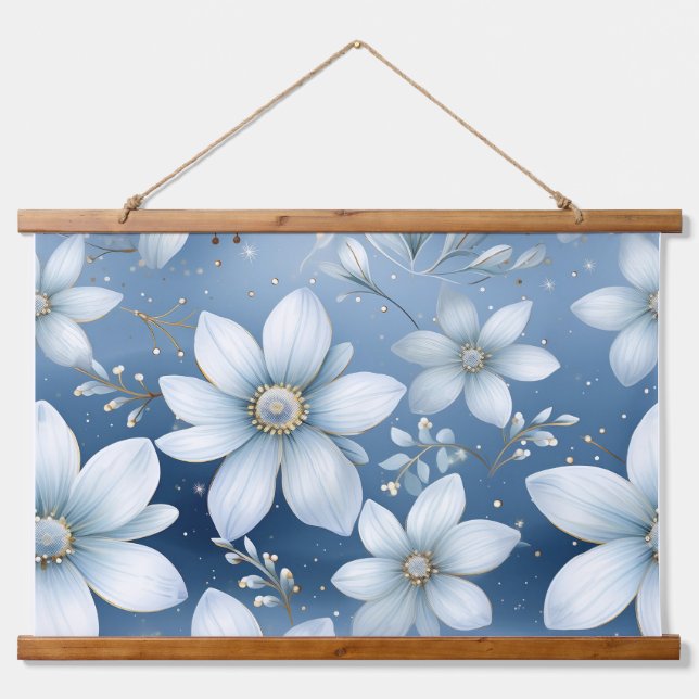 Tapiz Con Marco De Madera Jardín Glacial Invierno Botánico (Anverso )