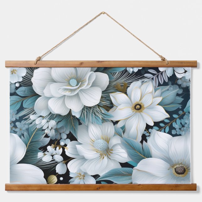 Tapiz Con Marco De Madera Jardín Glacial Invierno Botánico (Anverso )