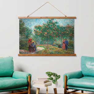Tapiz Con Marco De Madera Jardín Van Gogh en Montmartre con amantes