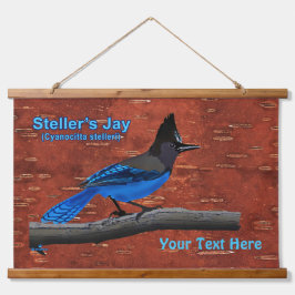 Tapiz Con Marco De Madera Jay On Inner Birch Bark de Steller