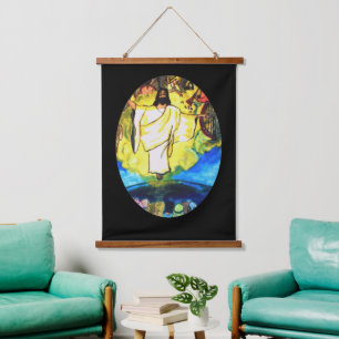 TAPIZ CON MARCO DE MADERA JESÚS CRISTO REGRESA, LA RAPTURA.