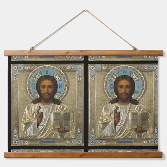 TAPIZ CON MARCO DE MADERA JESUS ICON (Anverso )