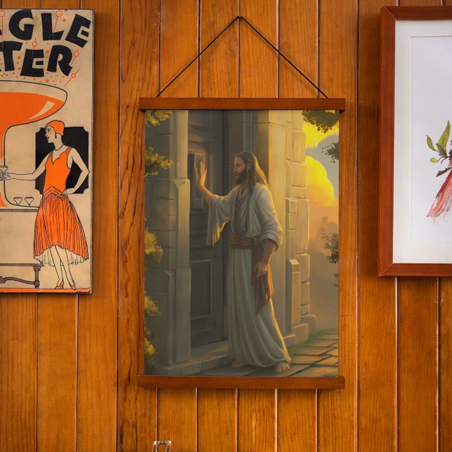 Tapiz Con Marco De Madera Jesús llamó a una puerta rústica (Subido por el creador)