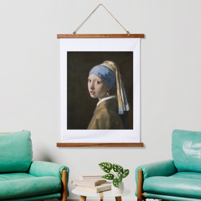 Tapiz Con Marco De Madera Johannes Vermeer, Chica de Pearl Earring (Sala de estar)