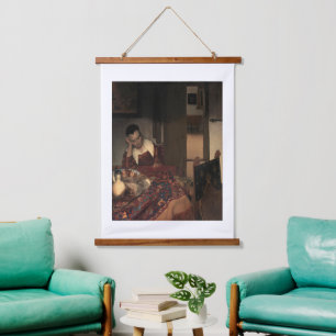 Tapiz Con Marco De Madera Johannes Vermeer, jóvenes durmiendo