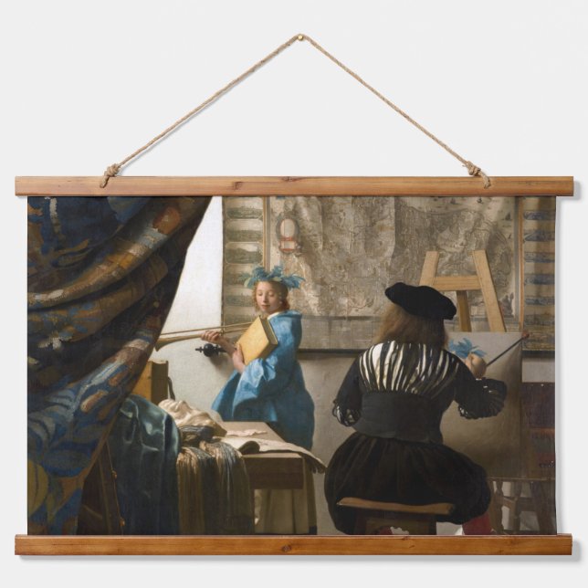 Tapiz Con Marco De Madera Johannes Vermeer - La historia de la pintura (Anverso )