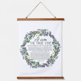Tapiz Con Marco De Madera John 15:1-8 Eucalyptus Lavender Floral Scripture