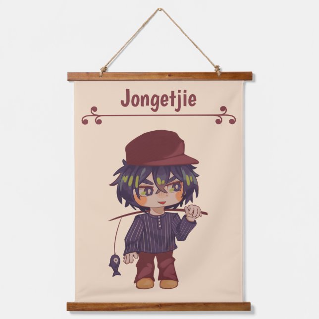 Tapiz Con Marco De Madera Jongetjie, jongen chibi. (Anverso)