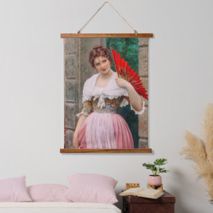 Tapiz Con Marco De Madera Joven con hincha rojo de Eugen von Blaas