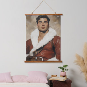 Tapiz Con Marco De Madera Joven Santa - Retrato de Navidades del pasado