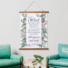 Tapiz Con Marco De Madera Juan 1:14 Navidades Biblia Verse