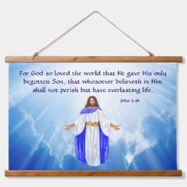 Tapiz Con Marco De Madera Juan 3:16