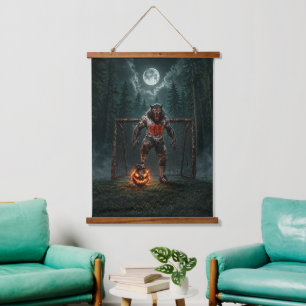 Tapiz Con Marco De Madera Jugador de Fútbol Hombre Lobo Arte de Terror de Ha