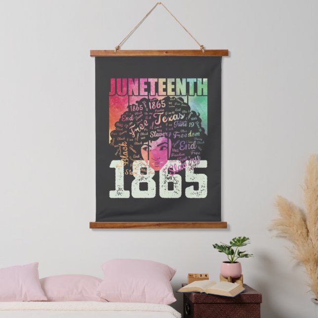 Tapiz Con Marco De Madera Juneteenth 1865 Afroamericano Libertad Negra (Dormitorio)