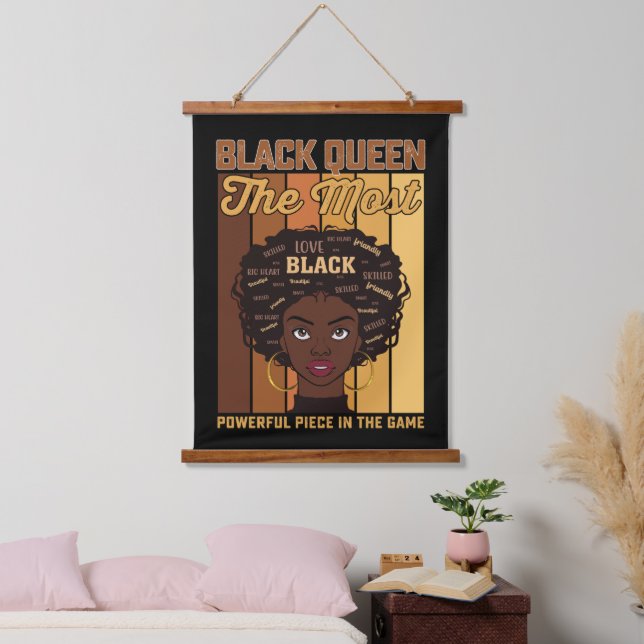 Tapiz Con Marco De Madera Juneteenth Melanina Chica Negra La Más Poderosa (Dormitorio)