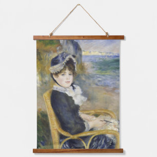 Tapiz Con Marco De Madera Junto al mar, retrato de pintura al óleo, Renoir