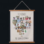 Tapiz Con Marco De Madera Juntos Corazón Familiar Forma 29 Collage de fotos<br><div class="desc">Exhibición de fotos de personalizados en una gran pared colgando con letras "juntos formamos una familia", lo que es fácil de editar si quieres una redacción diferente. La plantilla de fotos muestra las imágenes en un collage de fotos en forma de corazón que contiene 29 imágenes. Sus fotos se muestran...</div>