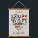 Tapiz Con Marco De Madera Juntos Corazón Familiar Forma 29 Collage de fotos<br><div class="desc">Exhibición de fotos de personalizados en una gran pared colgando con letras "juntos formamos una familia", lo que es fácil de editar si quieres una redacción diferente. La plantilla de fotos muestra las imágenes en un collage de fotos en forma de corazón que contiene 29 imágenes. Sus fotos se muestran...</div>
