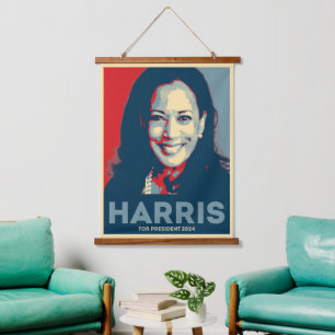 Tapiz Con Marco De Madera Kamala Harris Por El Presidente 2024